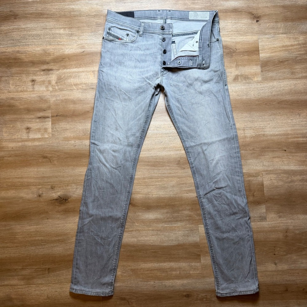 Diesel Tepphar Jeans Mens 33x34 Grey Slim Carrot‎ Stretch Denim Pants 084HP